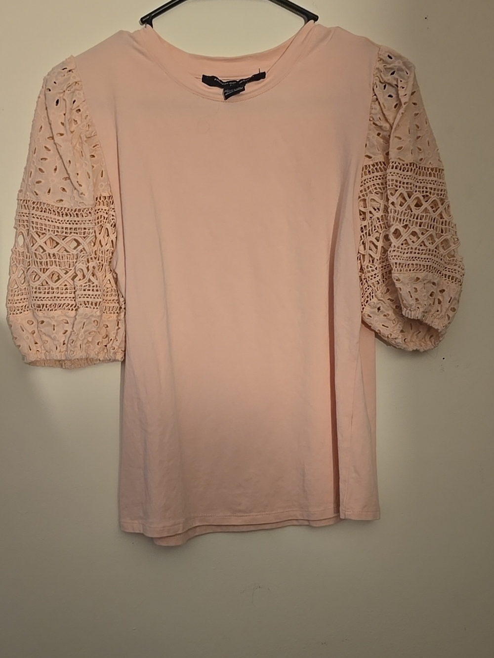 French Connection Blush Eyelet Puff Sleeve Tee